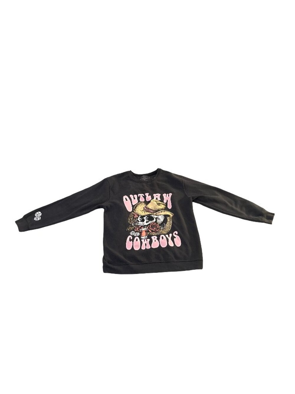 Love For Humanity Couture Outlaw Cowboys Sweatshirt Womens M Black Fleece Gray